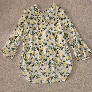 Liberty Love Lemon and Leaf Print Blouse Size L